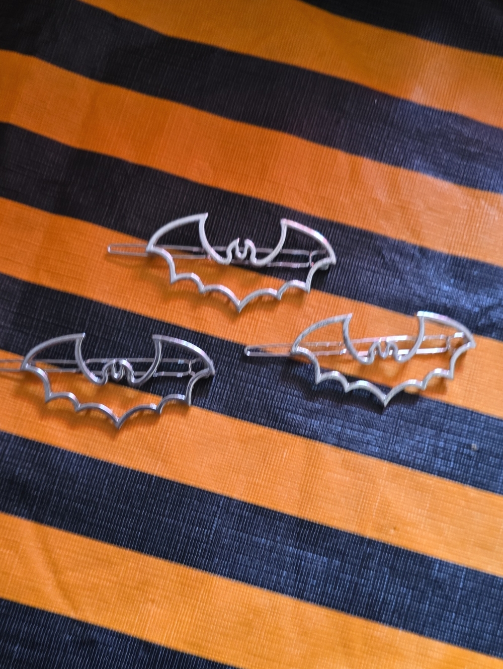 Silver Bat Hair Clips - Set of 3